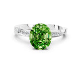 White gold Oval Cut Peridot Engagement Ring with Side Stone Accents and Four-Prong Setting_27