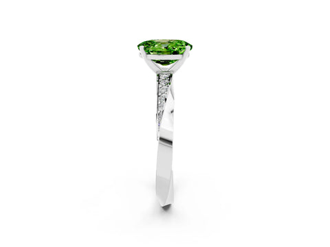 White gold Oval Cut Peridot Engagement Ring with Side Stone Accents and Four-Prong Setting_29
