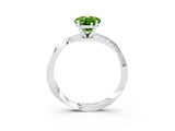White gold Oval Cut Peridot Engagement Ring with Side Stone Accents and Four-Prong Setting_30