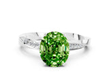 White gold Oval Cut Peridot Engagement Ring with Side Stone Accents and Four-Prong Setting_72