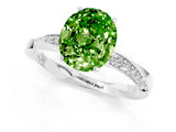 White gold Oval Cut Peridot Engagement Ring with Side Stone Accents and Four-Prong Setting_73