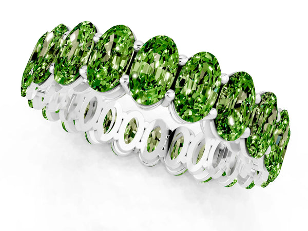 Silver Oval Cut Peridot Eternity Band with Shared Prong Setting