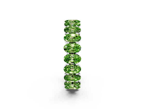 Platinum Oval Cut Peridot Eternity Band with Shared Prong Setting