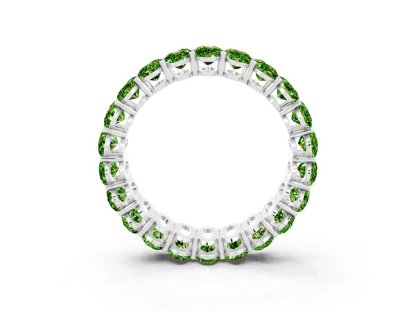Platinum Oval Cut Peridot Eternity Band with Shared Prong Setting