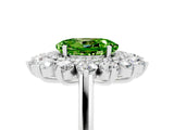 White gold Oval Cut Peridot Floral Double Halo Engagement Ring with Prong Setting_113