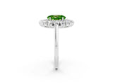 White gold Oval Cut Peridot Floral Double Halo Engagement Ring with Prong Setting_14
