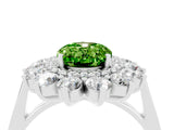 White gold Oval Cut Peridot Floral Double Halo Engagement Ring with Prong Setting_16