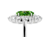 White gold Oval Cut Peridot Floral Double Halo Engagement Ring with Prong Setting_17