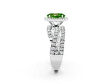 White gold Oval Cut Peridot Halo Ring with Round Split Shank and Prong Setting_62