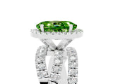 White gold Oval Cut Peridot Halo Ring with Round Split Shank and Prong Setting_65