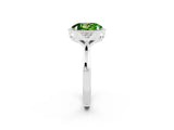 White gold Oval Cut Peridot Halo Ring with Tapered Band and Four-Prong Setting_2