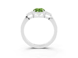 White gold Oval Cut Peridot Halo Ring with Tapered Band and Four-Prong Setting_3