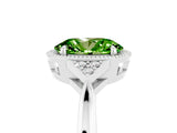 White gold Oval Cut Peridot Halo Ring with Tapered Band and Four-Prong Setting_5