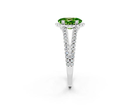 White gold Oval Cut Peridot Halo Split Shank Engagement Ring_14