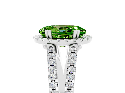 White gold Oval Cut Peridot Halo Split Shank Engagement Ring_17