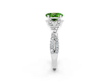 White gold Oval Cut Peridot Halo Twist Band Solitaire Prong Setting Ring_2