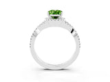 White gold Oval Cut Peridot  Halo Twist Band Solitaire Prong Setting Ring_51