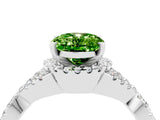 White gold Oval Cut Peridot  Halo Twist Band Solitaire Prong Setting Ring_52