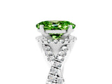 White gold Oval Cut Peridot  Halo Twist Band Solitaire Prong Setting Ring_53