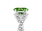 White gold Oval Cut Peridot Halo Twist Band Solitaire Prong Setting Ring_5
