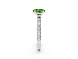 White gold Oval Cut Peridot Milgrain Pavé Engagement Ring with Four-Prong Setting_14