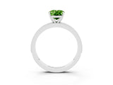 White gold Oval Cut Peridot Milgrain Pavé Engagement Ring with Four-Prong Setting_15