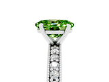 White gold Oval Cut Peridot Milgrain Pavé Engagement Ring with Four-Prong Setting_17