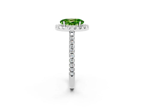 White gold Oval Cut Peridot Pavé Halo Ring with Four-Prong Setting_14