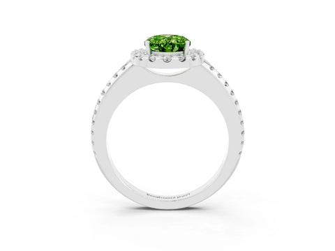 White gold Oval Cut Peridot Pavé Halo Ring with Four-Prong Setting_15