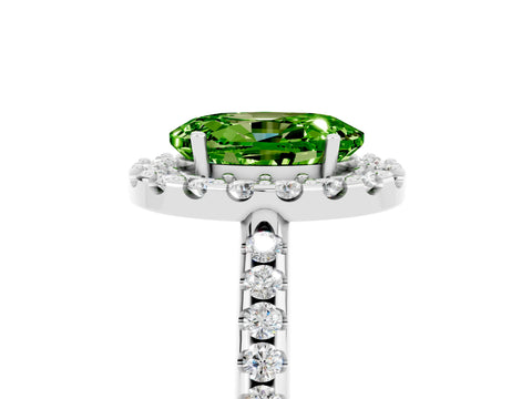 White gold Oval Cut Peridot Pavé Halo Ring with Four-Prong Setting_17