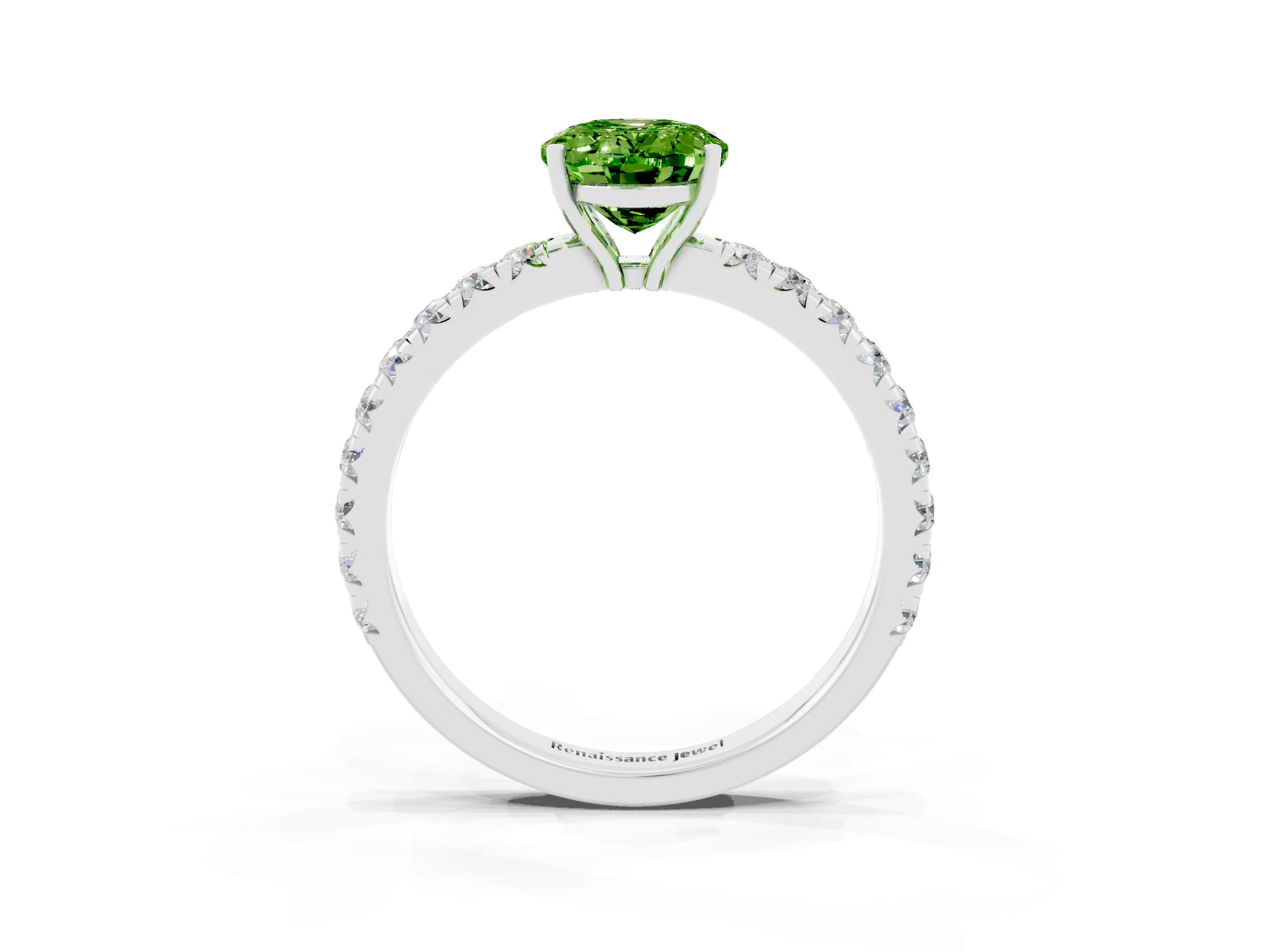 White gold Oval Cut Peridot Pavé Solitaire Engagement Ring with Four-Prong Setting_15