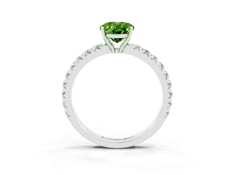 White gold Oval Cut Peridot Pavé Solitaire Engagement Ring with Four-Prong Setting_15
