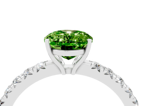 White gold Oval Cut Peridot Pavé Solitaire Engagement Ring with Four-Prong Setting_16
