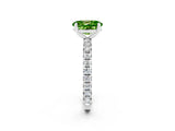 White gold Oval Cut Peridot Pavé Solitaire Ring with Round Band and Prong Setting_38