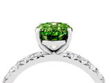 White gold Oval Cut Peridot Pavé Solitaire Ring with Round Band and Prong Setting_40