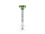 White gold Oval Cut Peridot Pave Band Solitaire Ring with Four-Prong Setting_26