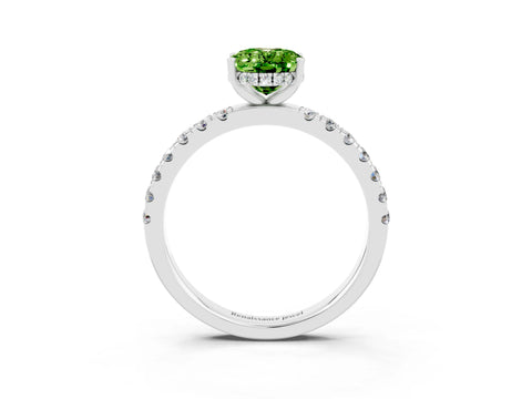 White gold Oval Cut Peridot Pave Band Solitaire Ring with Four-Prong Setting_27