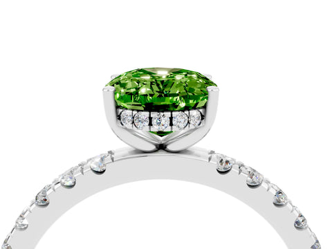 White gold Oval Cut Peridot Pave Band Solitaire Ring with Four-Prong Setting_28