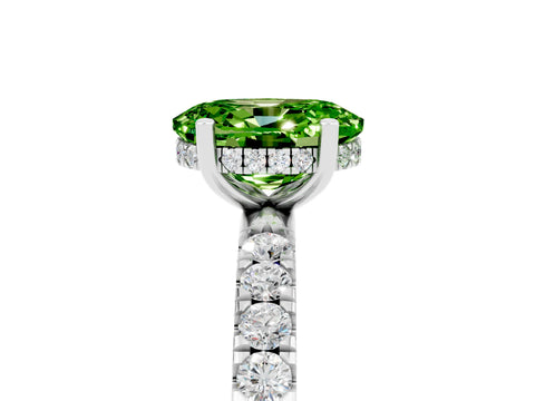 White gold Oval Cut Peridot Pave Band Solitaire Ring with Four-Prong Setting_29