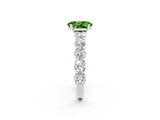 White gold Oval Cut Peridot Prong Setting with Side Stones on a Pave Band_2