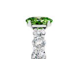 White gold Oval Cut Peridot Prong Setting with Side Stones on a Pave Band_5