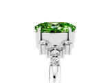 White gold Oval Cut Peridot Ring with Side Stones and Four-Prong Setting_101