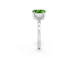White gold Oval Cut Peridot Ring with Side Stones and Four-Prong Setting_98