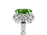 White gold Oval Cut Peridot Scalloped Halo Engagement Ring with Round Shared Prong Band_17