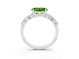White gold Oval Cut Peridot Scattered Round Accent Ring with Prong Setting_27