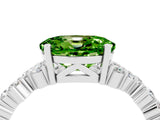 White gold Oval Cut Peridot Scattered Round Accent Ring with Prong Setting_28