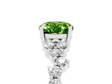 White gold Oval Cut Peridot Scattered Round Accent Ring with Prong Setting_29