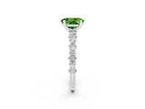 White gold Oval Cut Peridot Side Stone Solitaire Ring with Round  and Four-Prong Setting_50