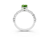 White gold Oval Cut Peridot Side Stone Solitaire Ring with Round  and Four-Prong Setting_51