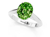 White gold Oval Cut Peridot Solitaire Engagement Ring with Cathedral Setting and Four-Prong Mount_25